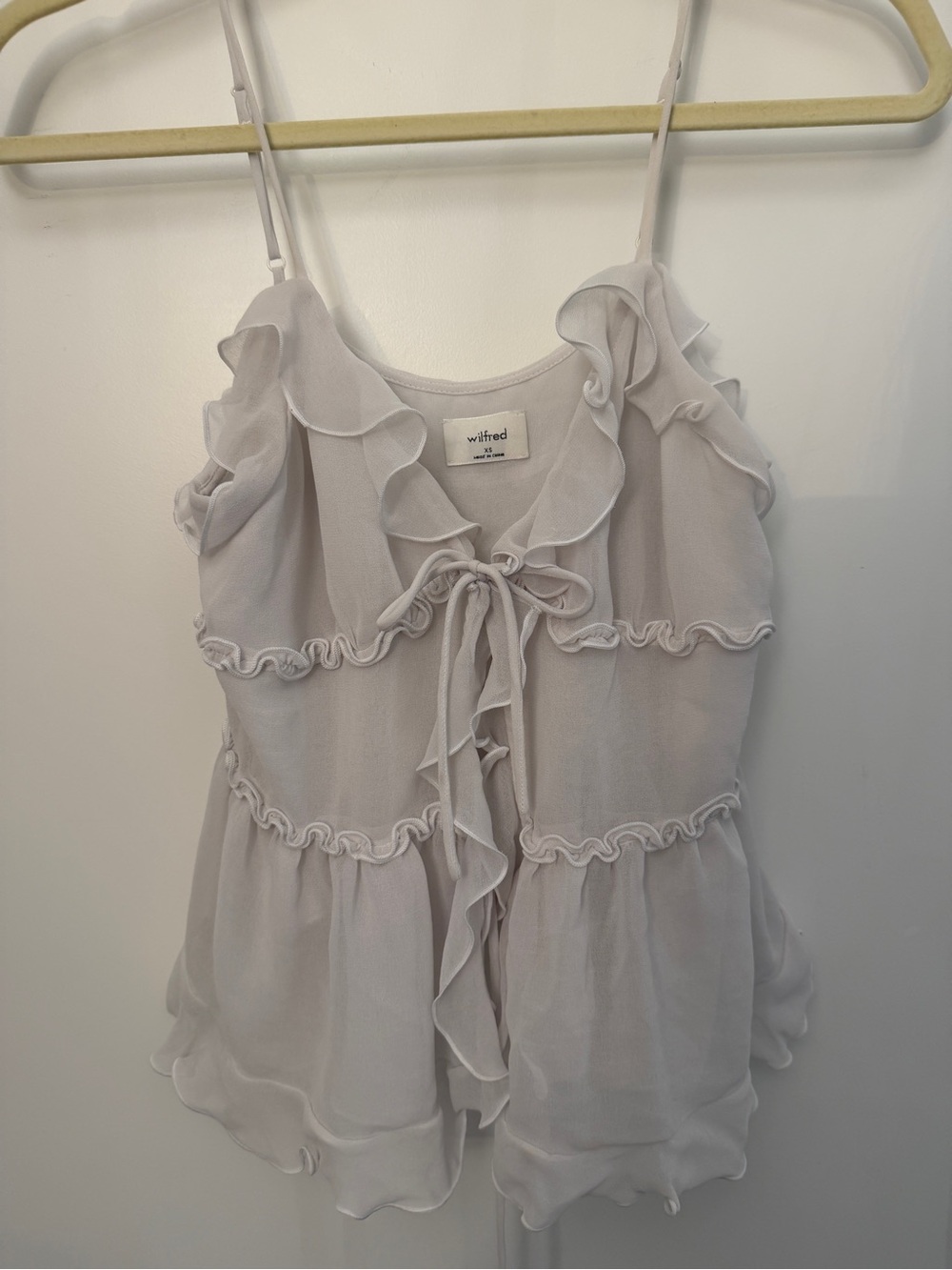 Wilfred White Ruffle Tie-Front Chiffon Camisole